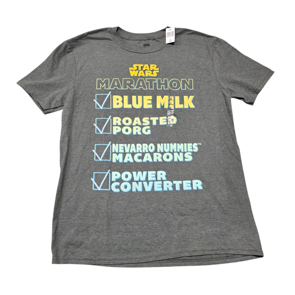 NEW Star Wars Disney+ Marathon Checklist Graphic T-Shirt‎ Men's Medium Gray